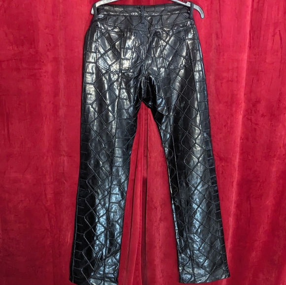 Vintage Lip Service Sex in the Saddle patchwork low rise bootcut PVC pants - 34 - Picture 7 of 15